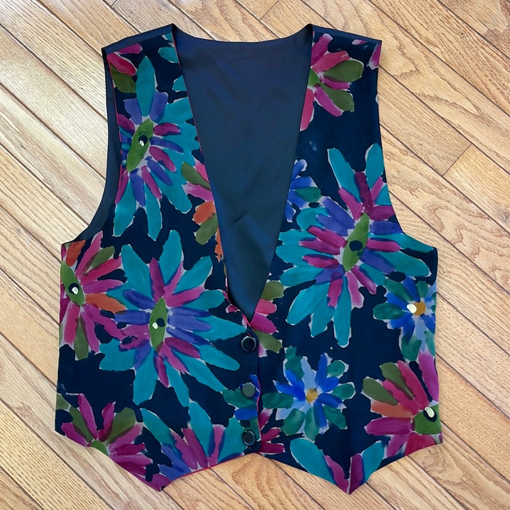 Colorful Reversible Vintage Waistcoat Vest     Size M/L